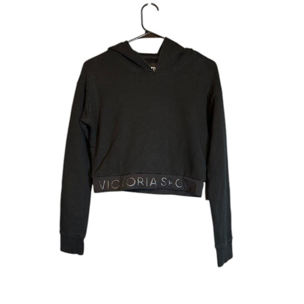 Victoria’s Secret Sport Women’s Black Long Sleeve Hooded Cropped Sweatshirt XS